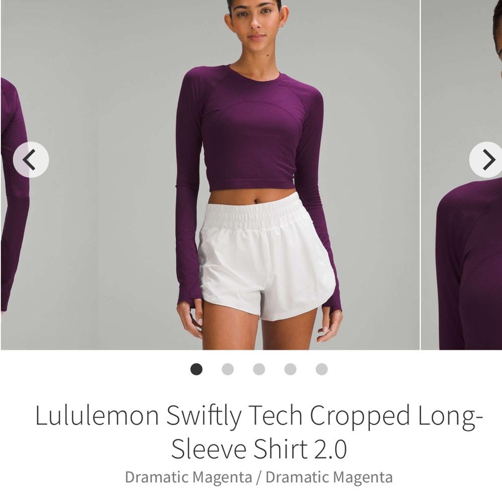 LULULEMON CROPPED LS SWIFTLY TECH DRAMATIC MAGENTA SIZE 2